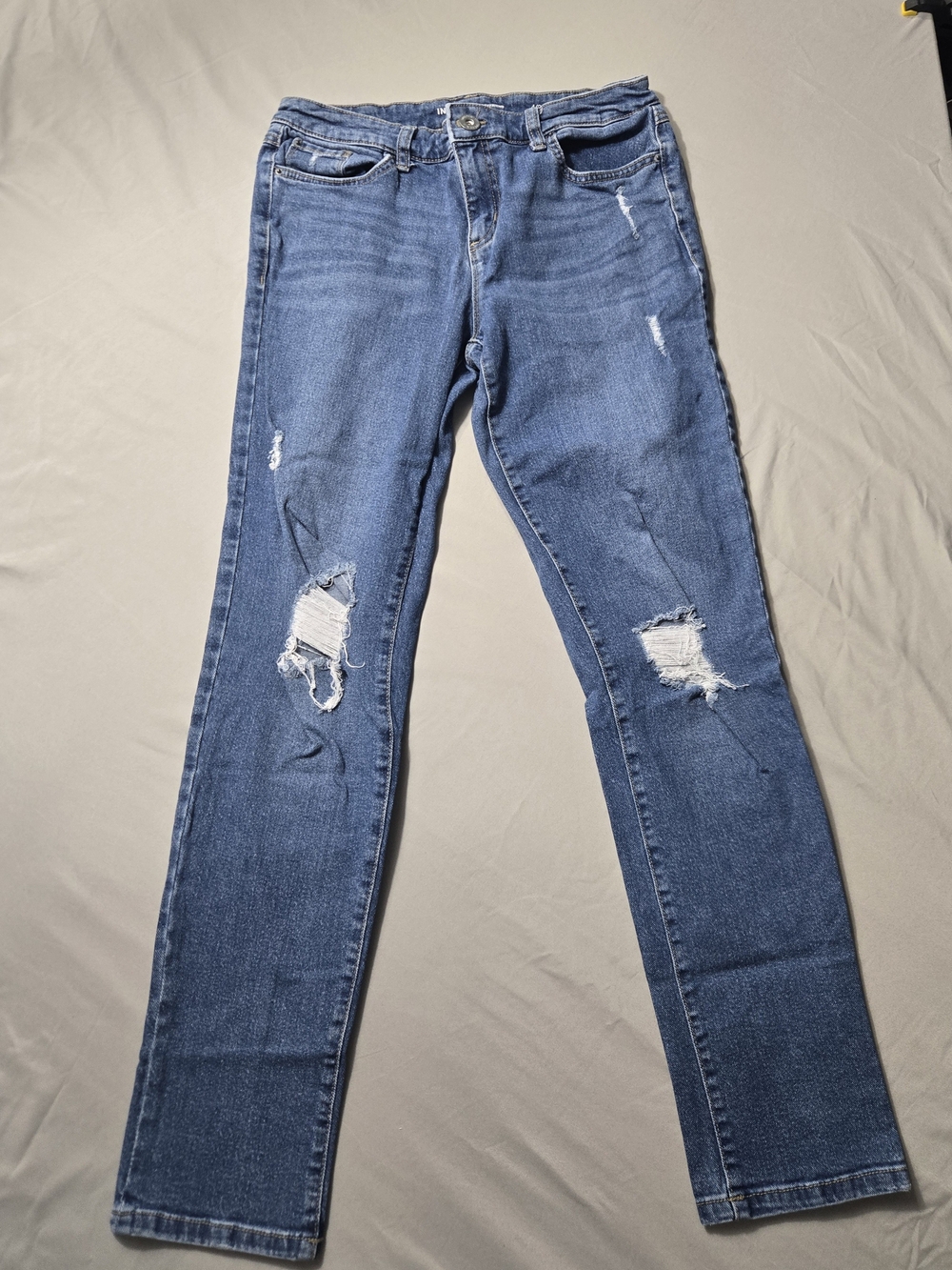 INC International Concepts Distressed Blue Skinny Jeans